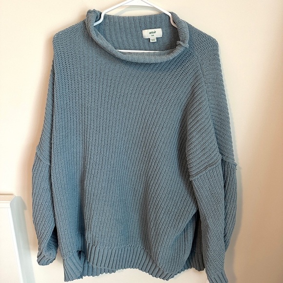 Aerie Chunky Knit Mock-neck Oversized Drop Shoulder Sweater Medium - Picture 2 of 4